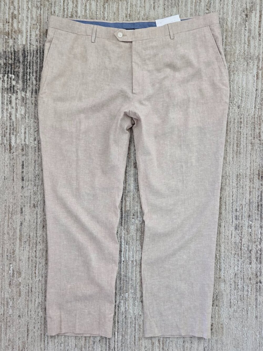 NWT Tommy Hilfiger Linen Blend Trouser Pants Mens Light Tan Flat Front 44W 30L